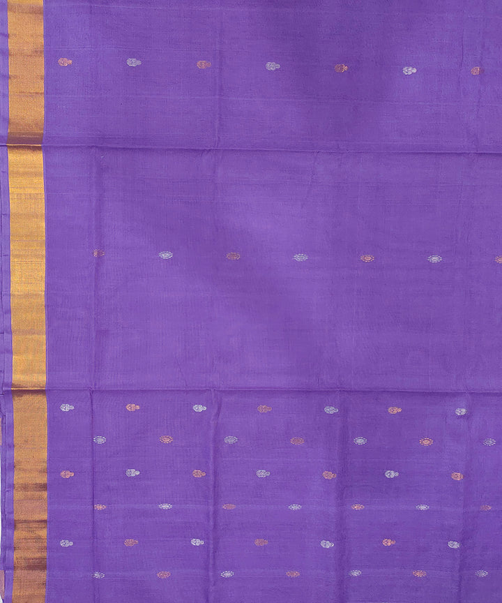 Violet cotton with golden zari border venkatagiri handwoven saree
