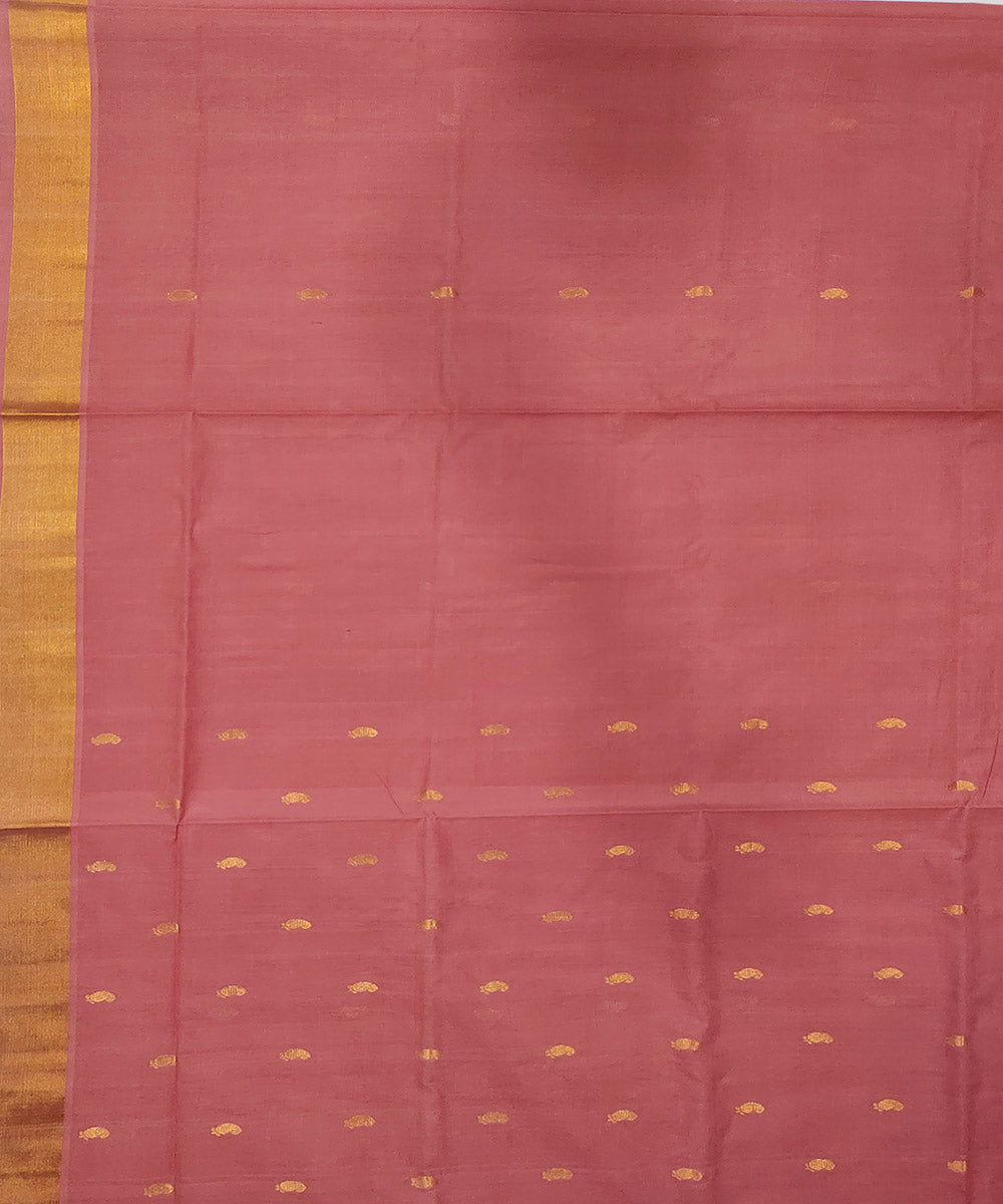 Peach cotton venkatagiri handwoven saree