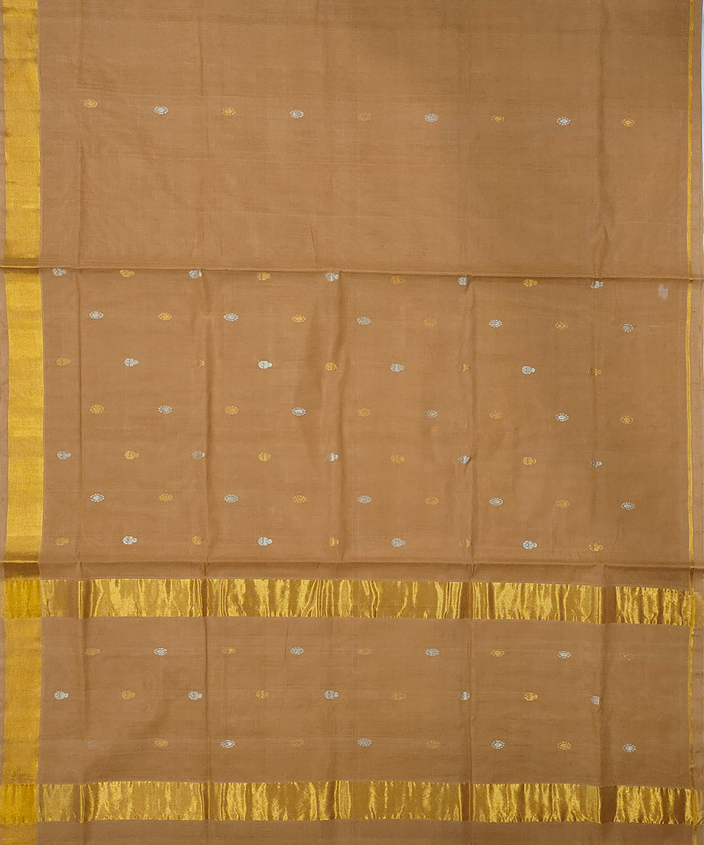 Brown with zari border cotton venkatagiri handwoven saree