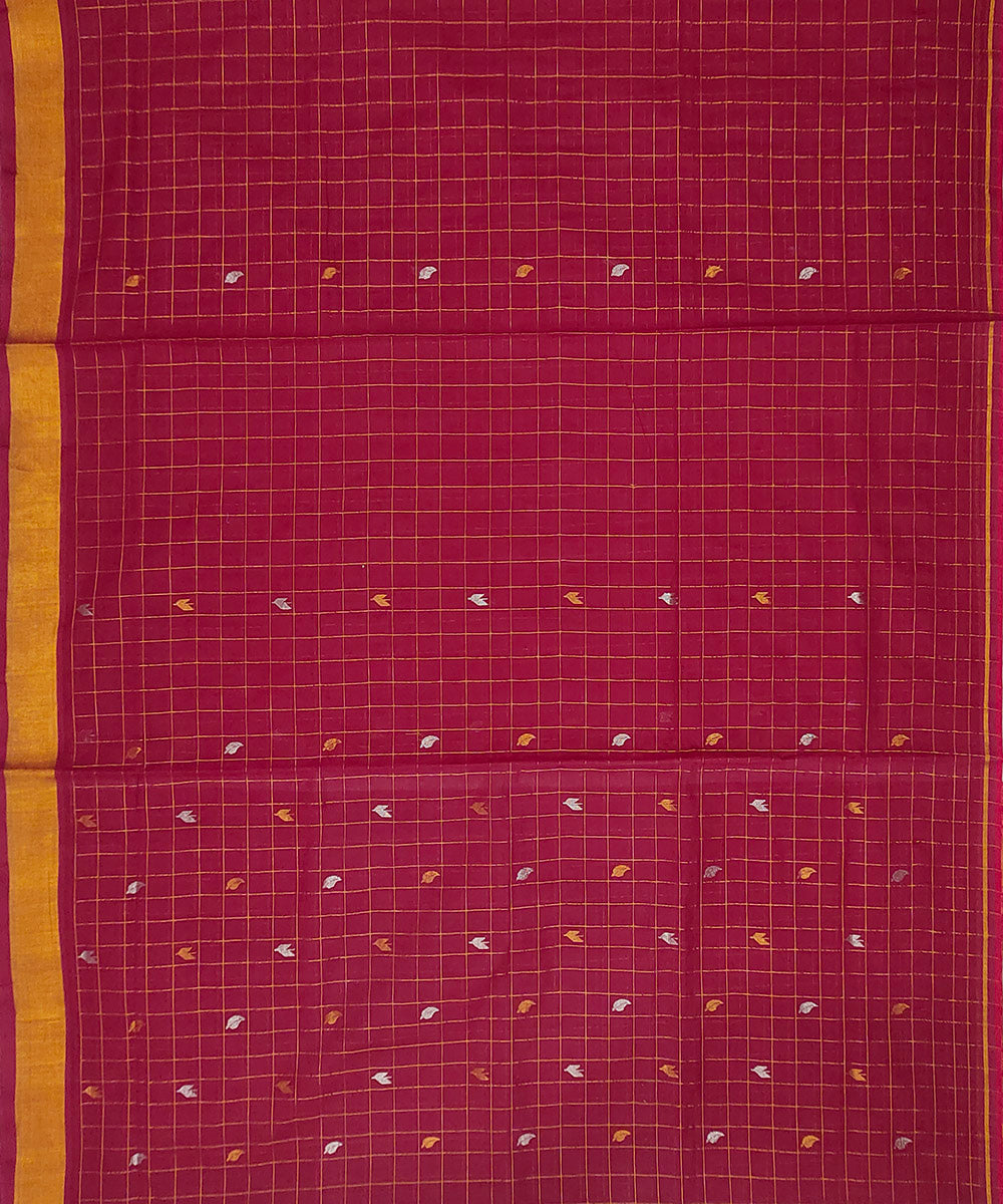 Maroon cotton venkatagiri handwoven saree