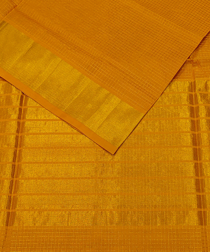 Mustard cotton venkatagiri handwoven saree