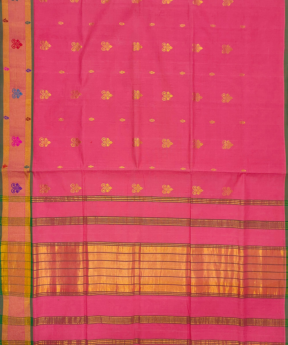 Pink cotton venkatagiri handwoven saree