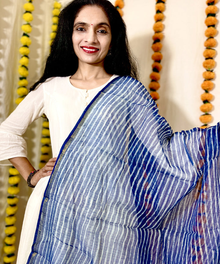 Indigo hand block printed kota doriya dupatta
