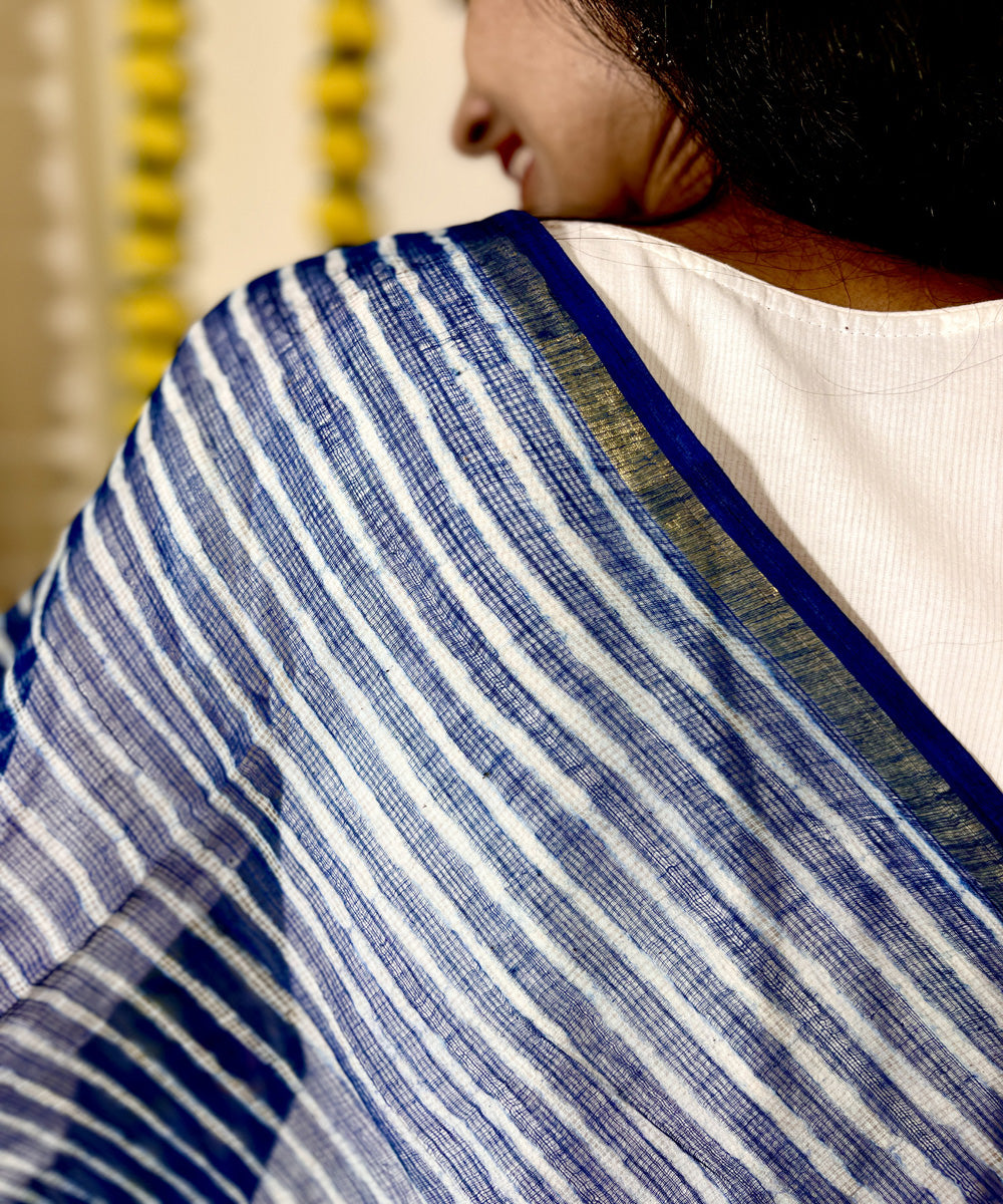 Indigo hand block printed kota doriya dupatta