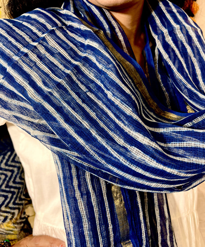 Indigo hand block printed kota doriya dupatta