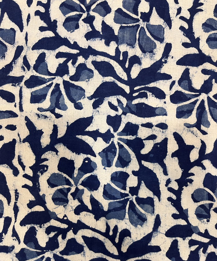 Indigo blue cotton natural dyed hand block printed fabric