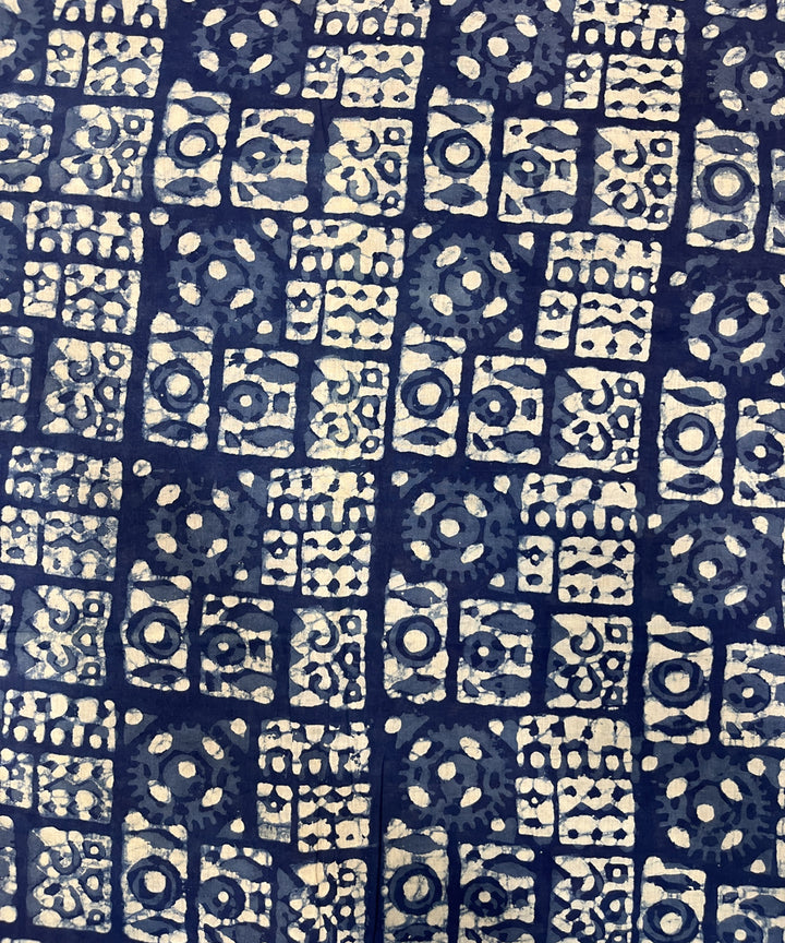 Indigo blue natural dyed hand block printed cotton fabric