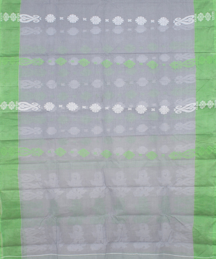 Grey green cotton handloom bengal tangail saree