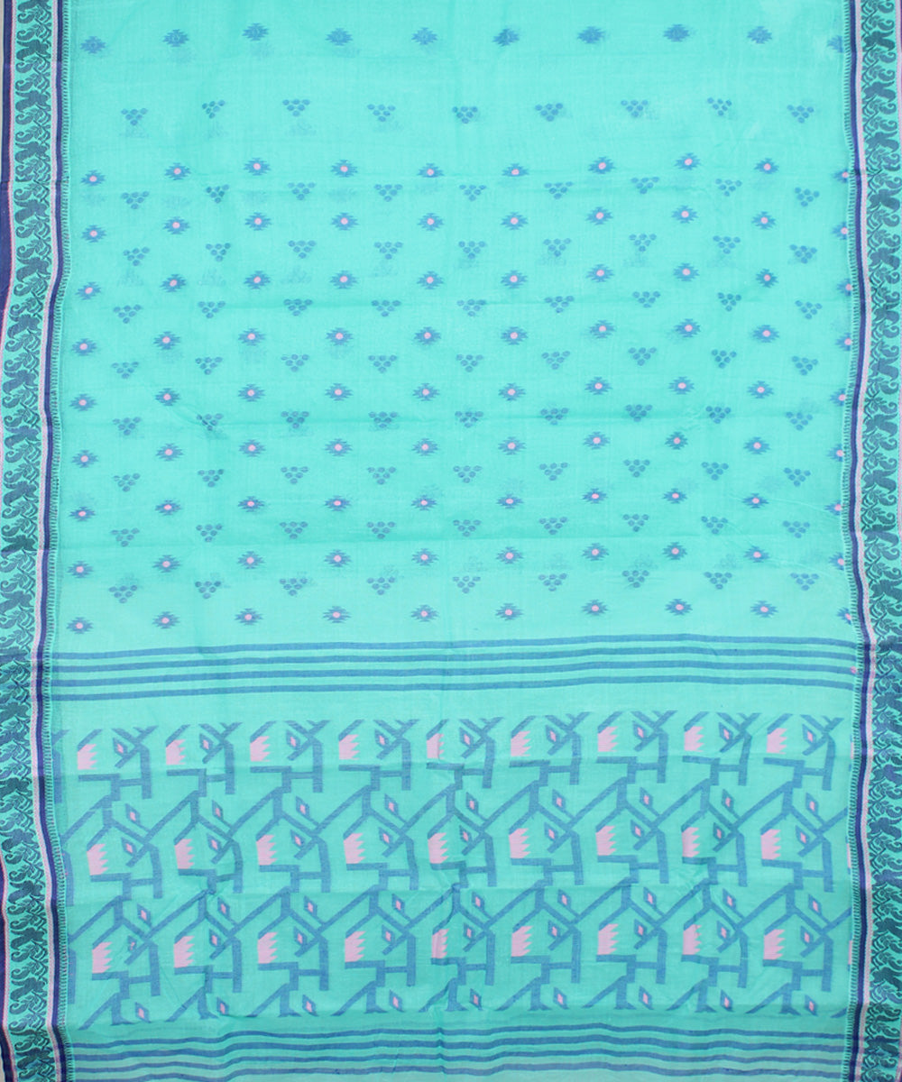Sky blue cotton handloom bengal tangail saree