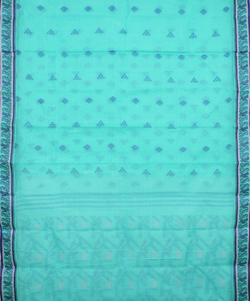 Sky blue cotton handloom bengal tangail saree