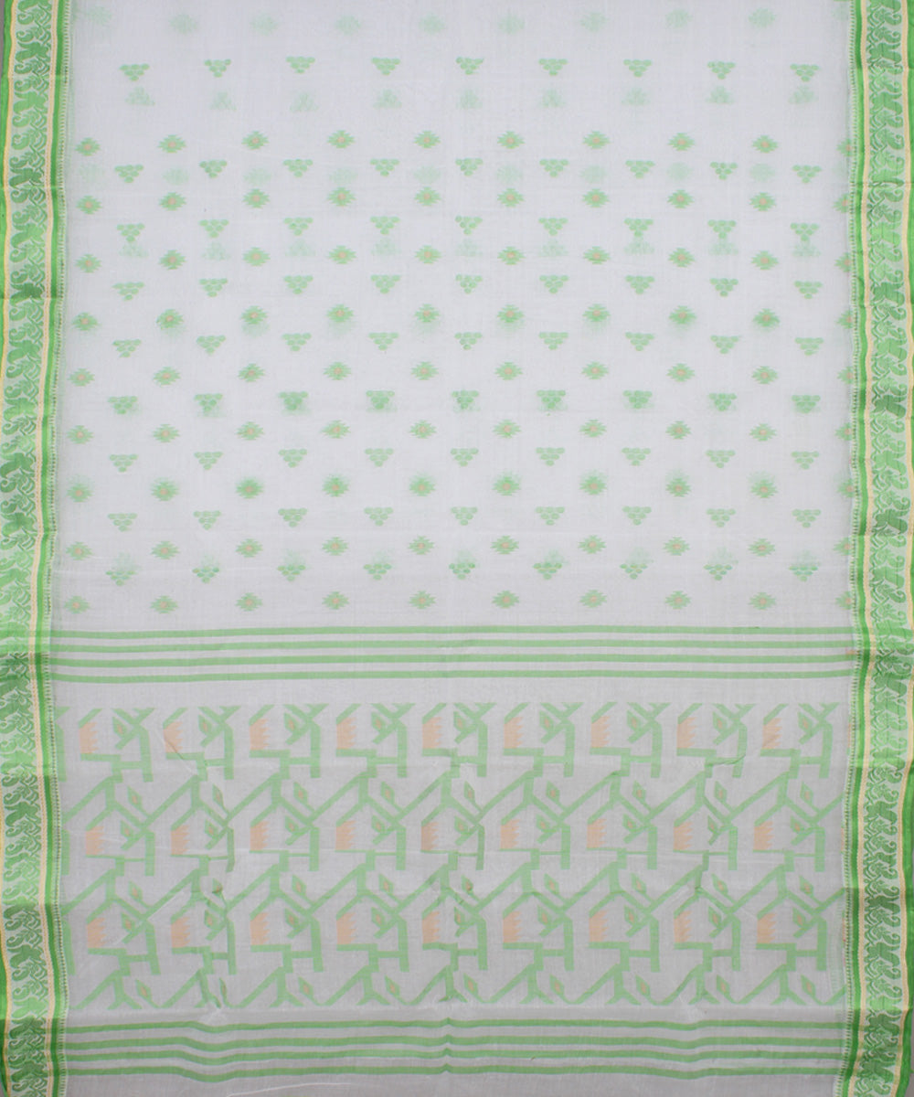 White green cotton handloom bengal tangail saree