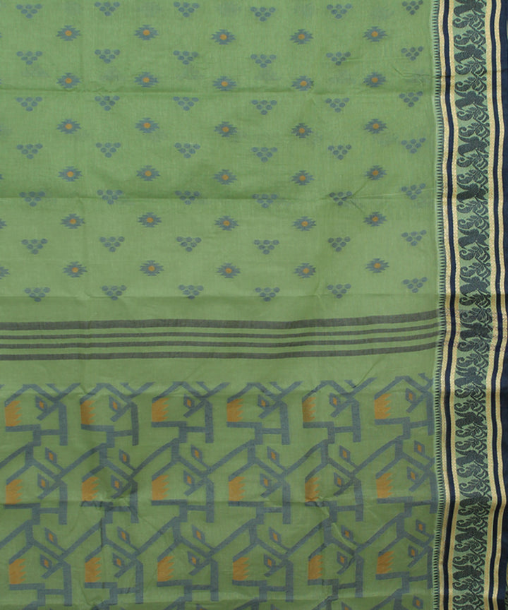 Moss green cotton handloom bengal tangail saree