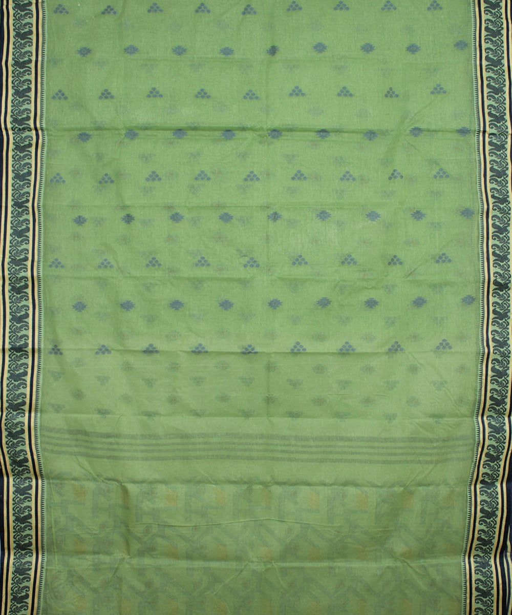 Moss green cotton handloom bengal tangail saree
