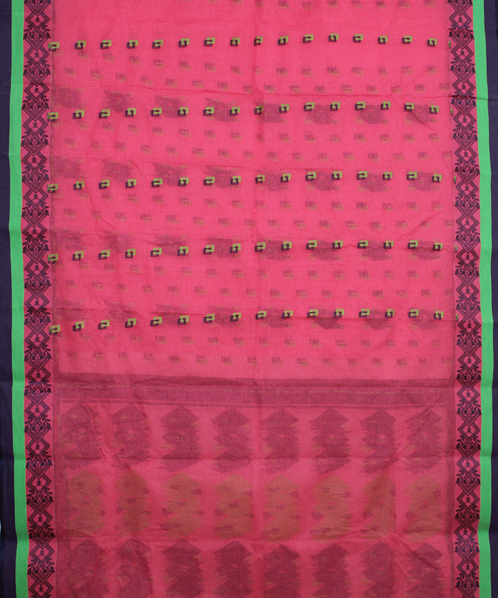 Pink blue green cotton handloom bengal tangail saree