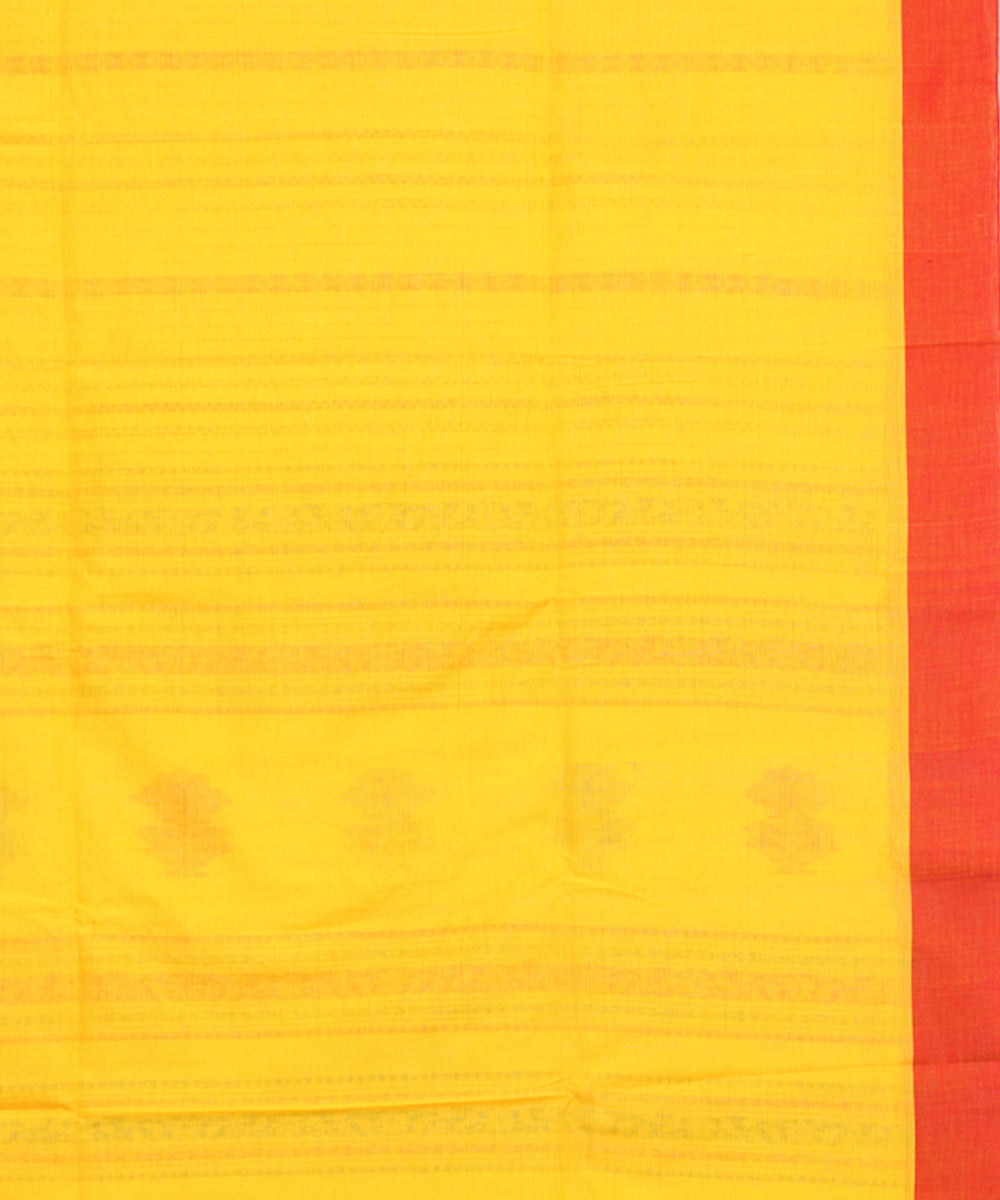 Yellow red handloom mercerised cotton bengal saree