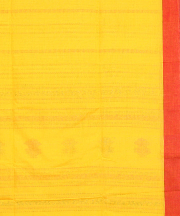 Yellow red handloom mercerised cotton bengal saree