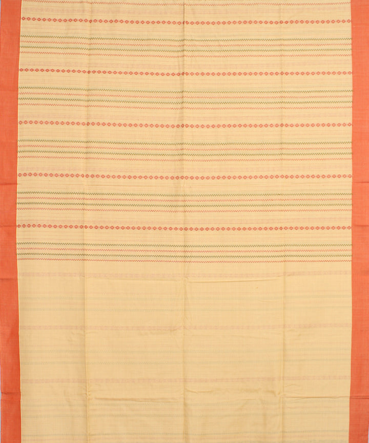 Sand orange mercerised cotton handloom bengal saree