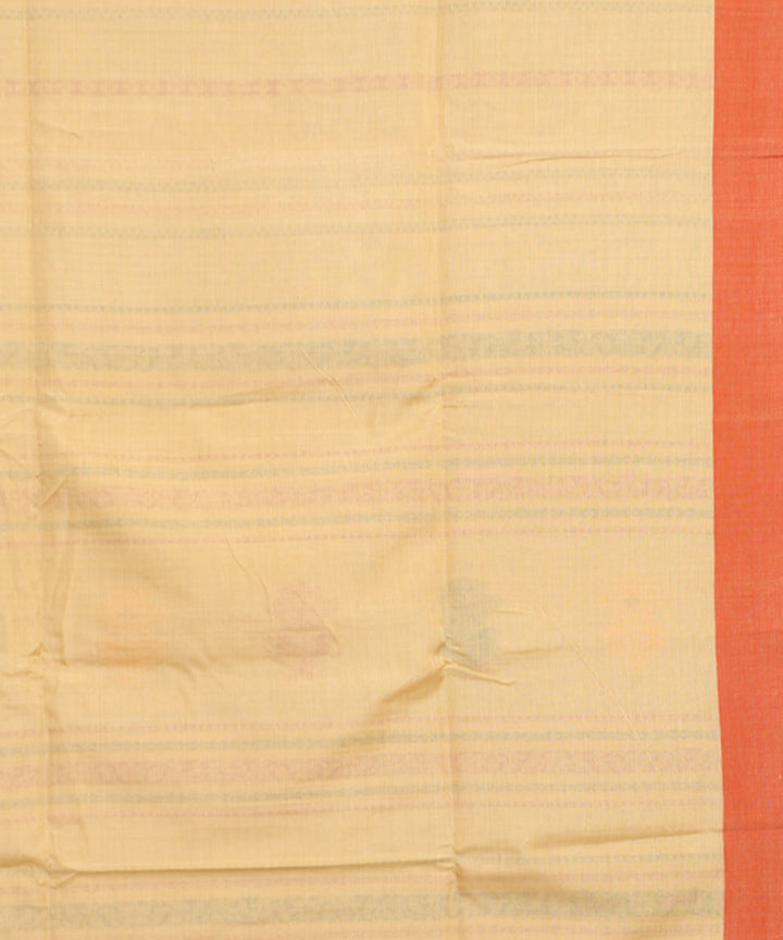 Sand orange mercerised cotton handloom bengal saree