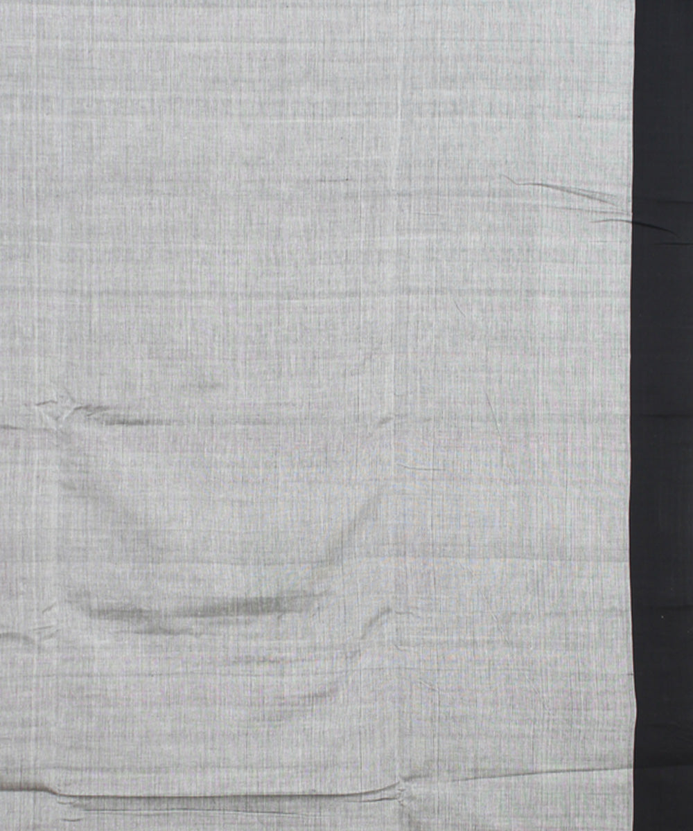 Grey black mercerised cotton handloom bengal saree