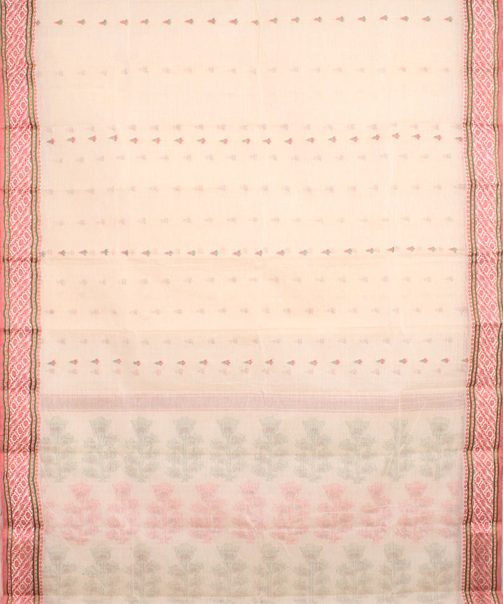 Offwhite multicolor cotton handwoven bengal tangail saree