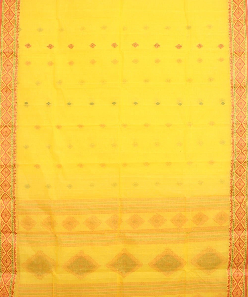 Light yellow cotton handloom bengal tangail saree