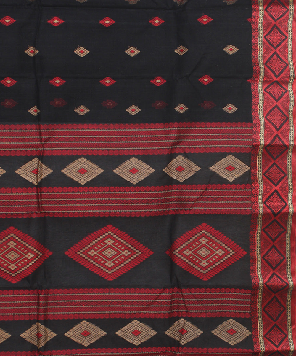 Black red cotton handloom bengal tangail saree
