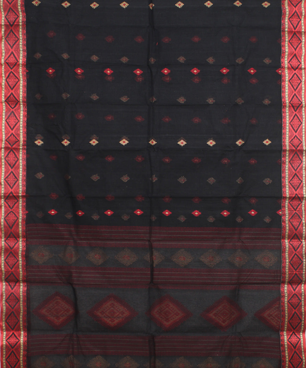 Black red cotton handloom bengal tangail saree