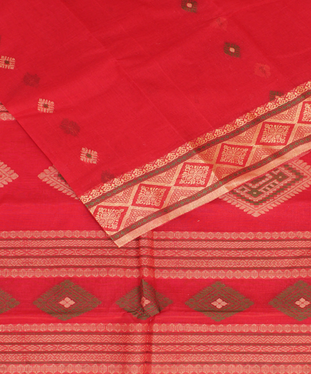 Red cotton bengal handloom tangail saree