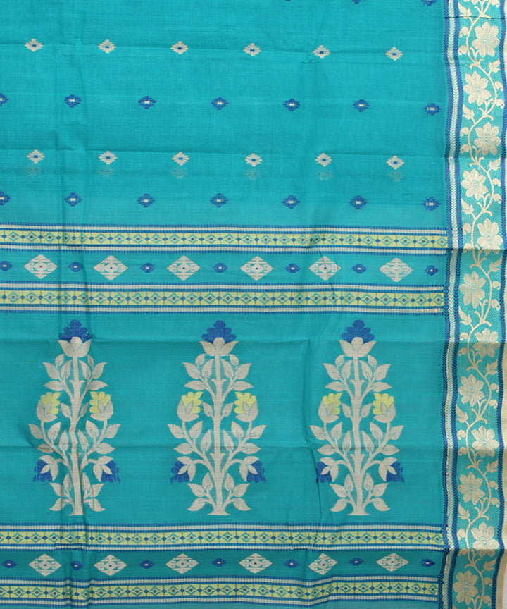 Light blue cotton handwoven bengal tangail saree