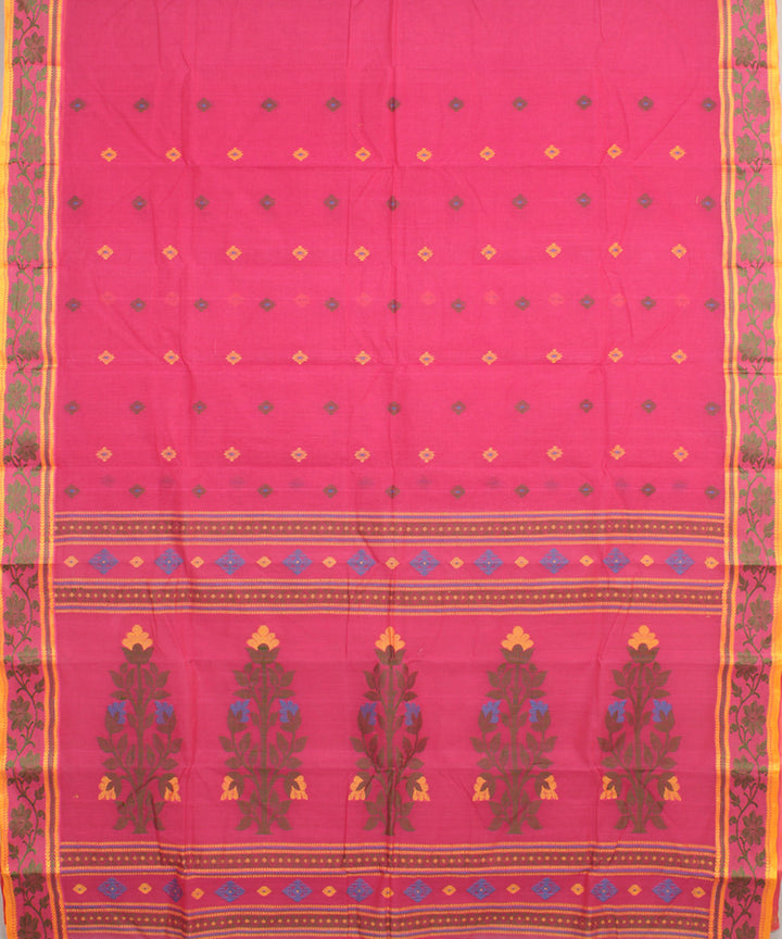 Pink cotton bengal handloom tangail saree
