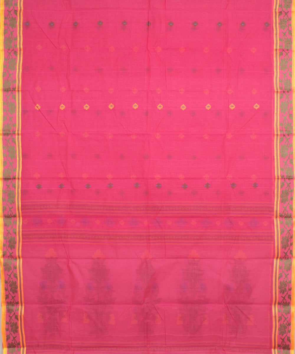 Pink cotton bengal handloom tangail saree