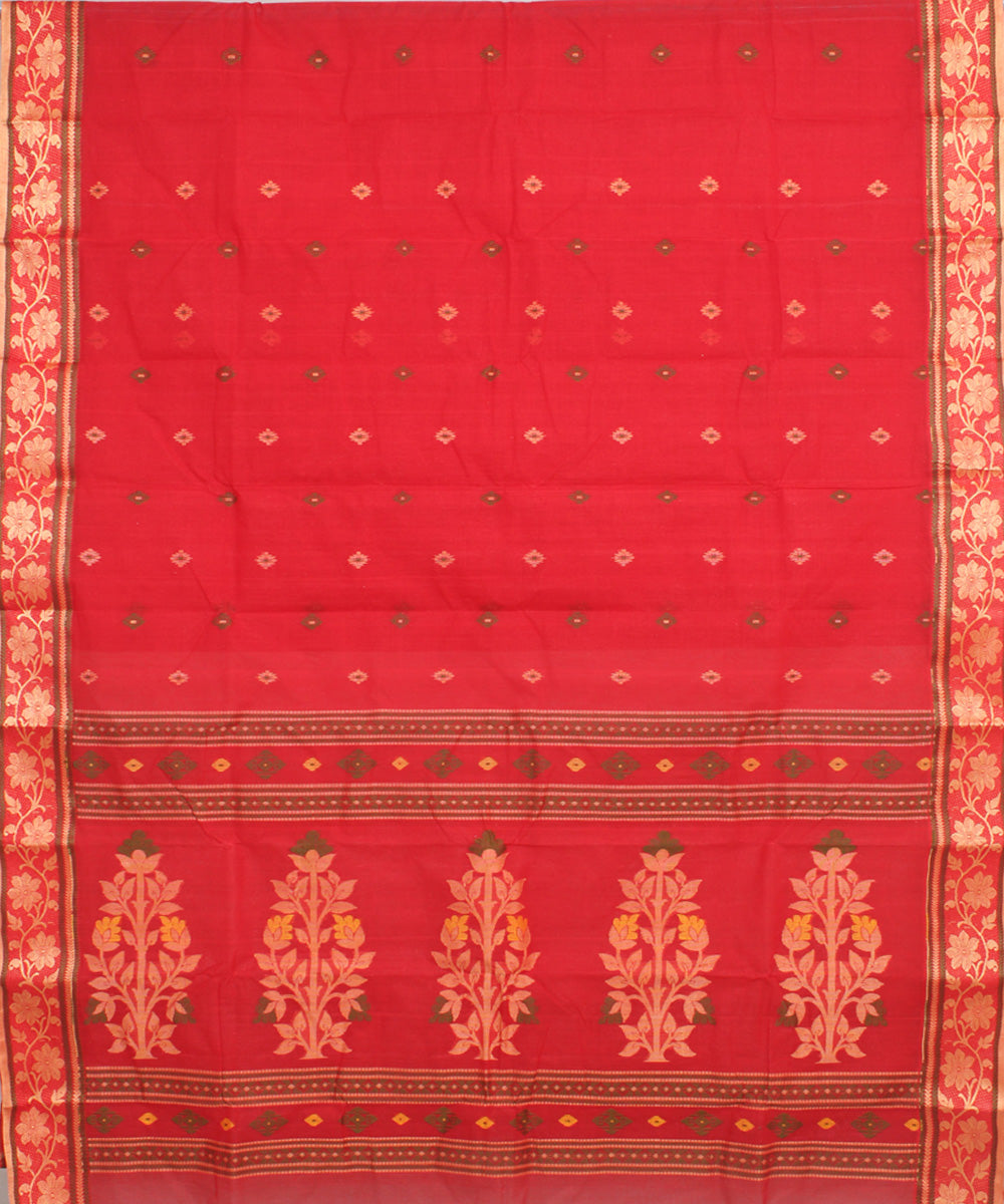 Red cotton handloom tangail bengal saree