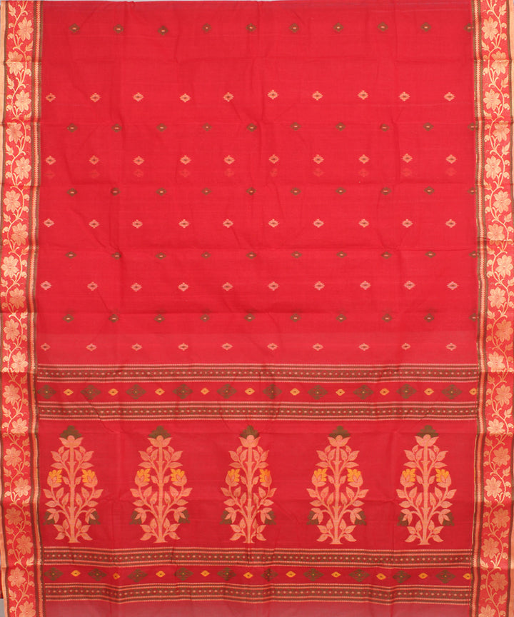 Red cotton handloom tangail bengal saree