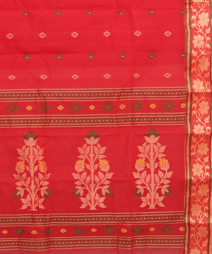 Red cotton handloom tangail bengal saree