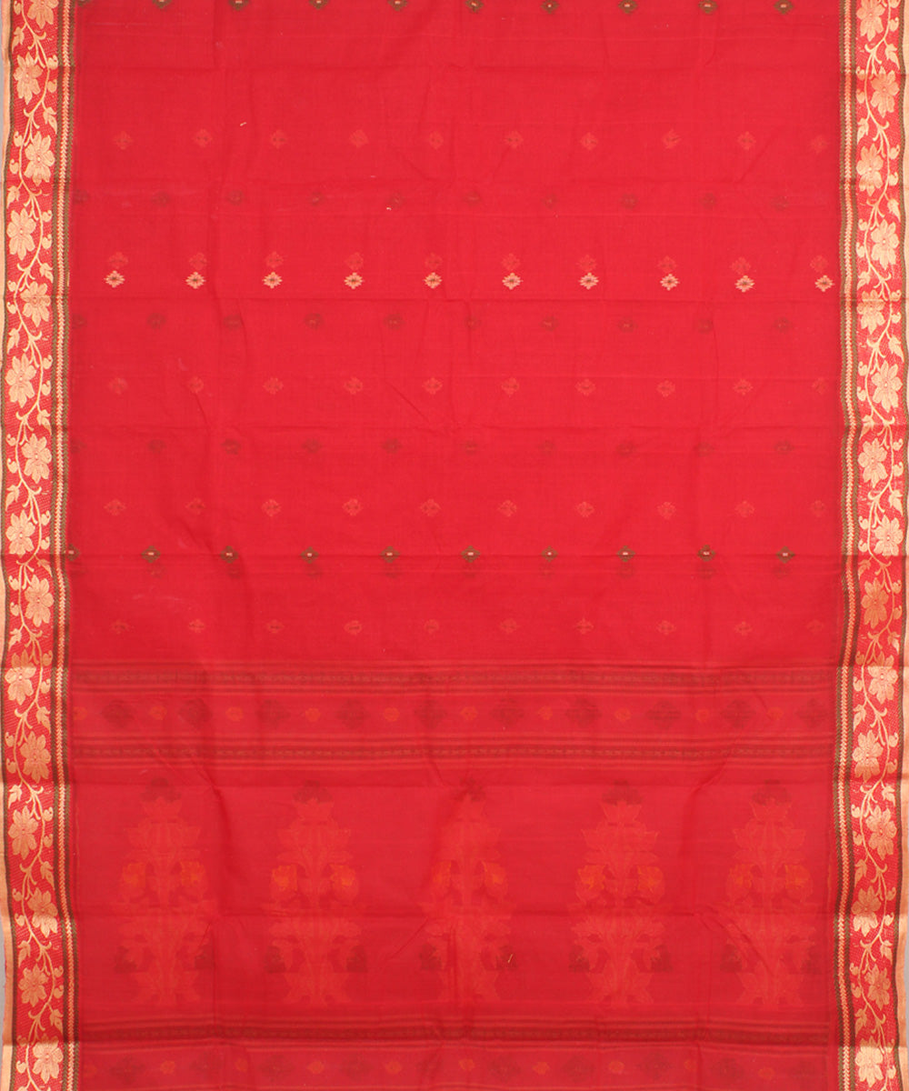 Red cotton handloom tangail bengal saree