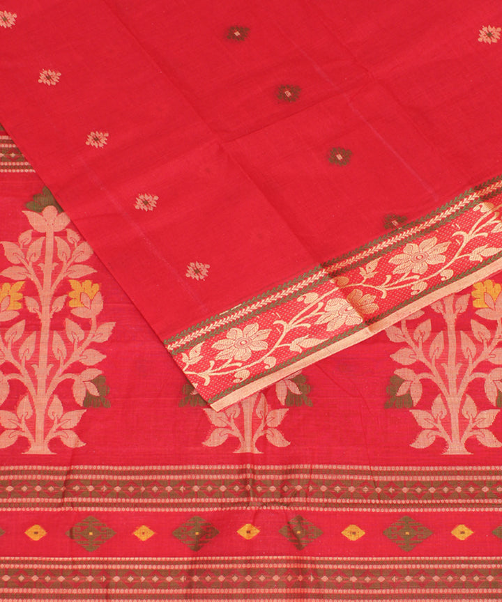 Red cotton handloom tangail bengal saree