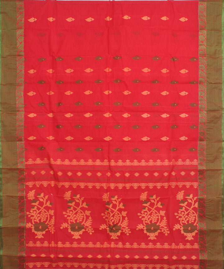 Red green cotton bengal handloom tangail saree