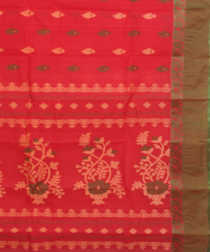 Red green cotton bengal handloom tangail saree