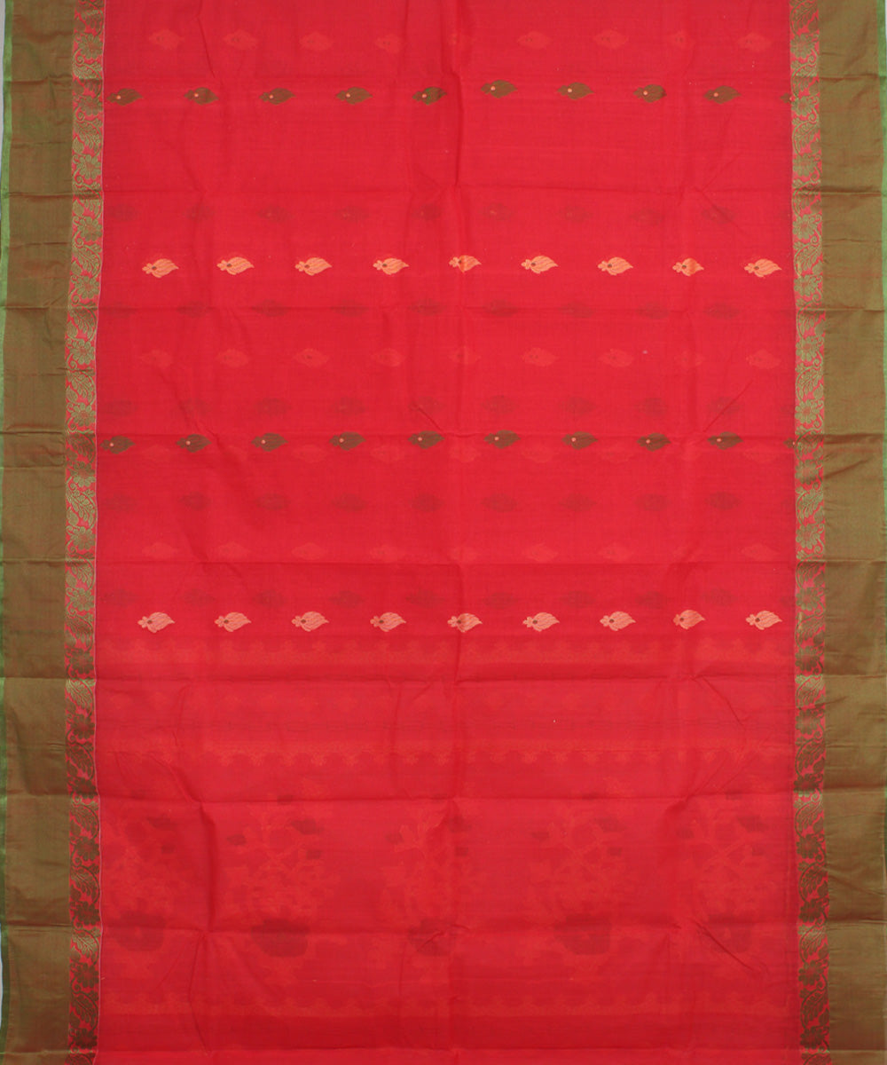 Red green cotton bengal handloom tangail saree