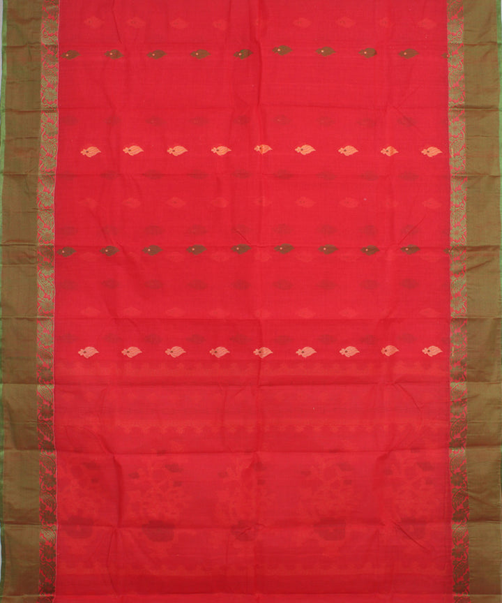 Red green cotton bengal handloom tangail saree