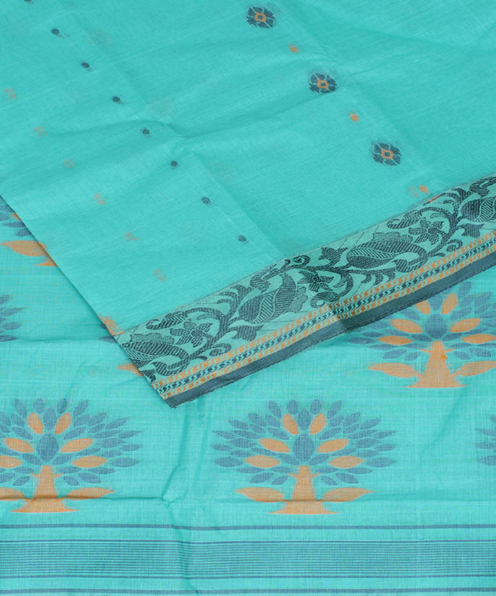 Light blue cotton handloom bengal tangail saree