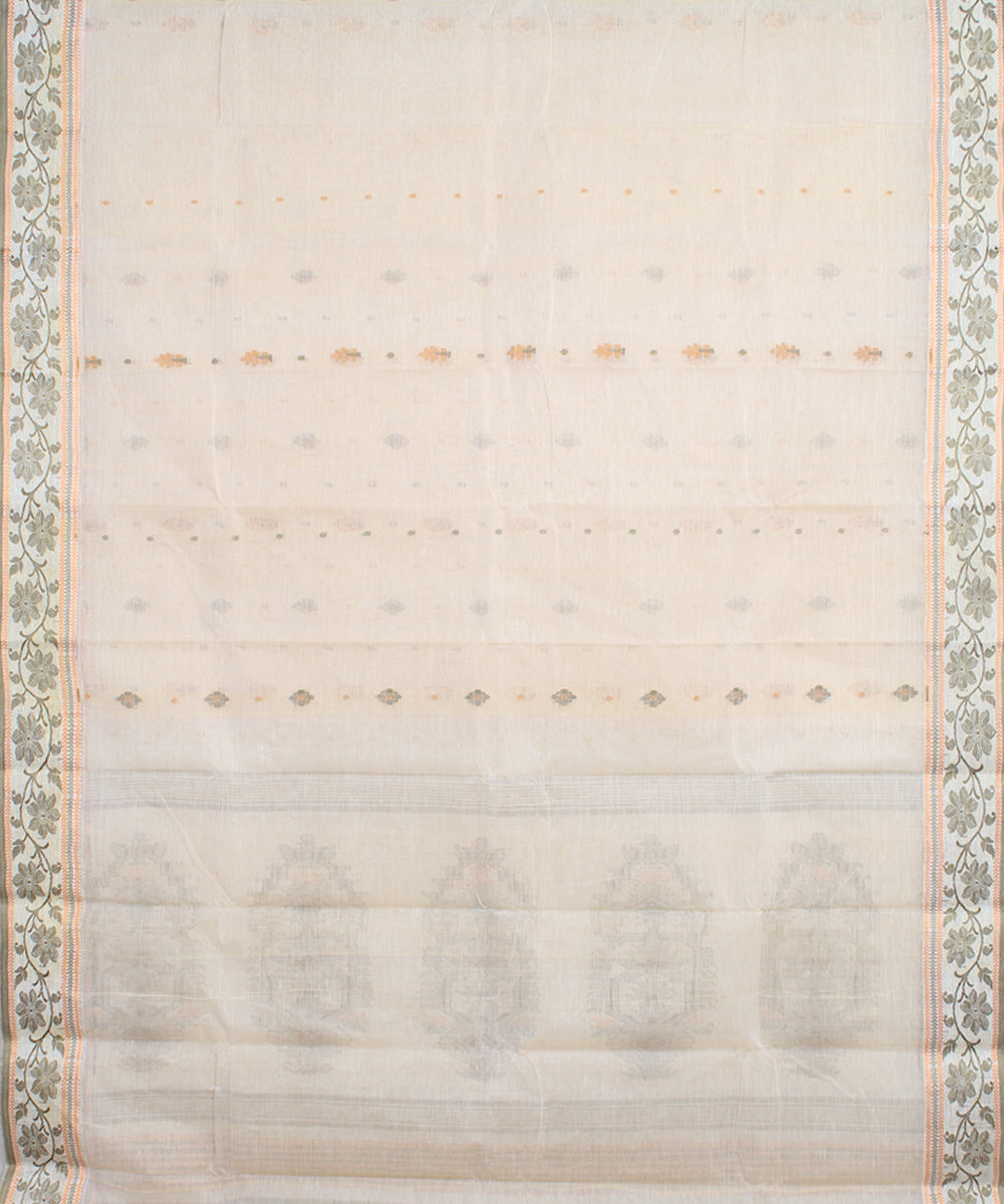 Offwhite multicolor cotton handloom bengal tangail saree