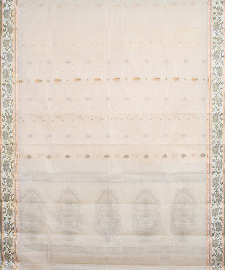 Offwhite multicolor cotton handloom bengal tangail saree