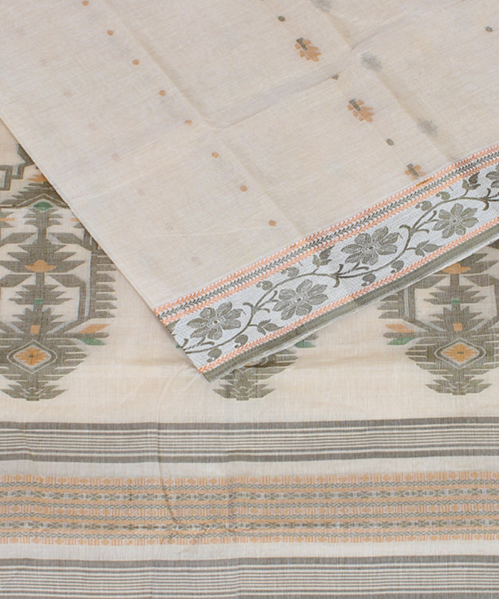 Offwhite multicolor cotton handloom bengal tangail saree