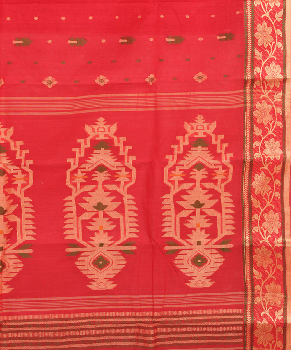 Red cotton handloom bengal tangail saree