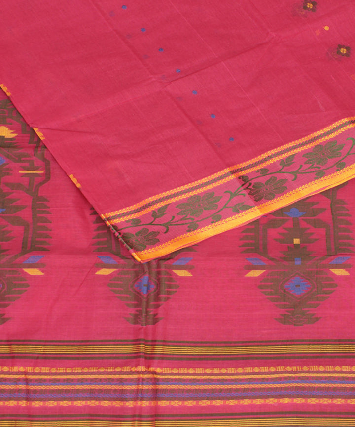 Pink cotton handloom bengal tangail saree
