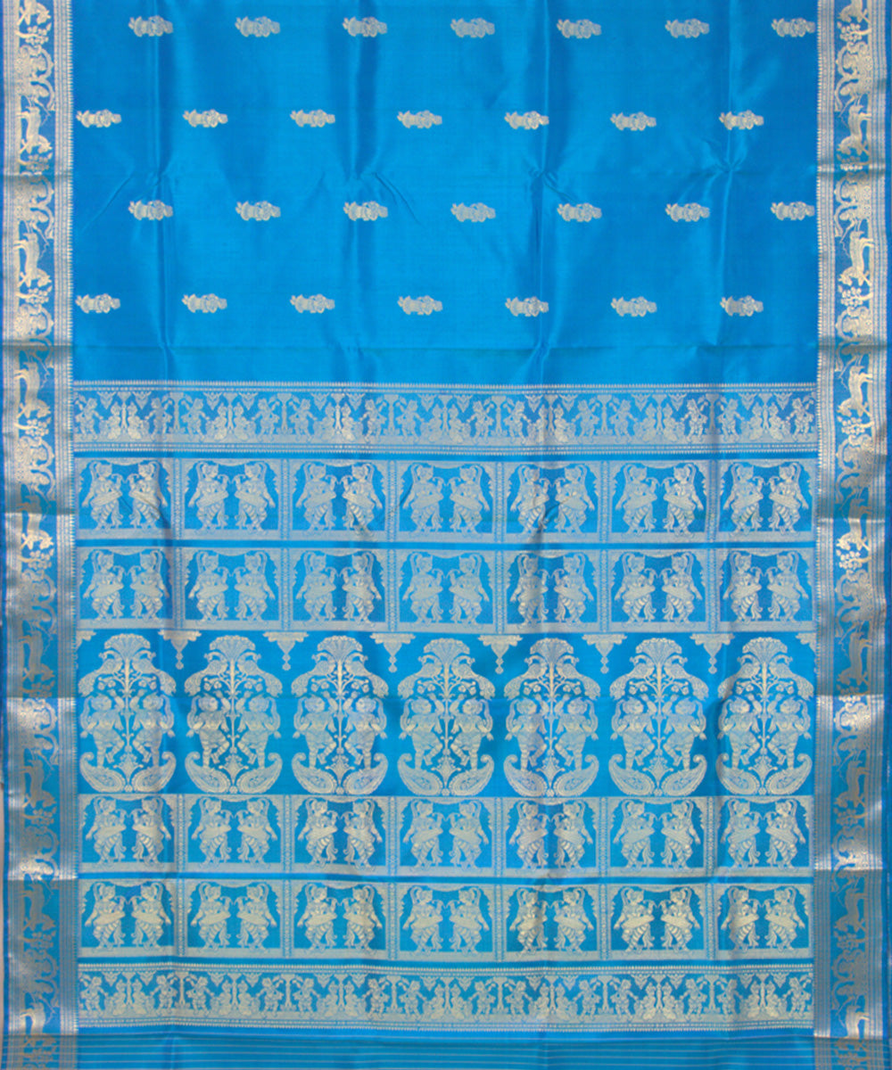 Sky blue handwoven baluchari silk saree