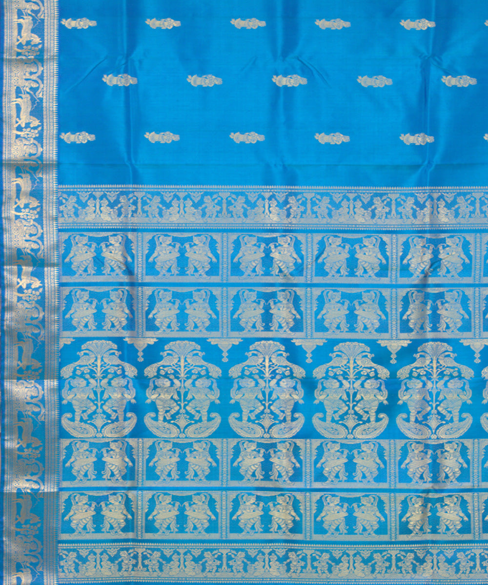 Sky blue handwoven baluchari silk saree