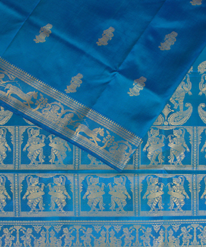 Sky blue handwoven baluchari silk saree