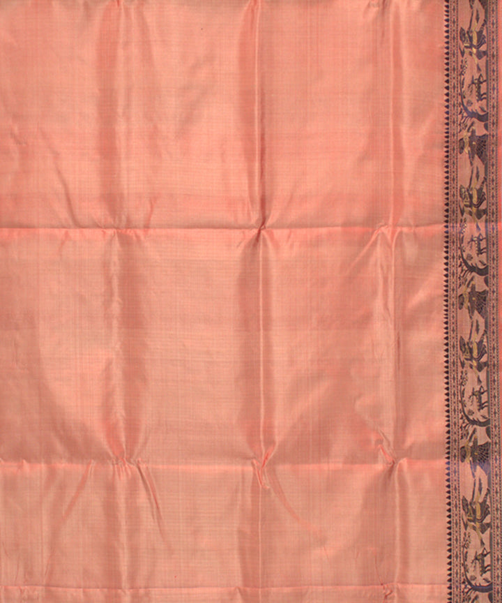 Sandal pink handwoven silk baluchari saree